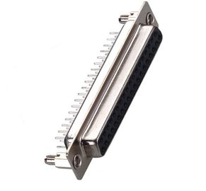 25 Pin Female D-SUB D Type Connector Dual Row Tipe 180 ° DIP Untuk Menghubungkan Komputer