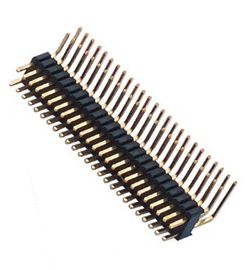 Dual Row Pin Header 1.27 * 2.54 Sudut Kanan Dual Row 90 ° DIP 50 Pin Header PA9T ROHS hitam