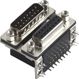 D tipe dua bagian dengan garpu Sudut Kanan Dual Row D Sub Konektor PBT hitam 15 Pin wcon ROHS