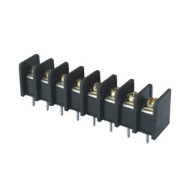 Terminal 7.62mm Blok Satu baris PA66 hitam Sn dilapisi 25% GF UL94V-0 Kuningan