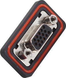 Konektor WCON 15P D-SUB Baris Ganda Wanita Tipe Solder Tahan Air Hitam