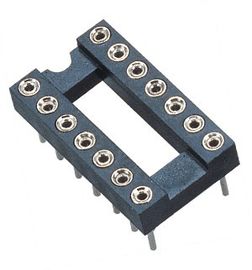 WCON 2.54mm IC Socket DIP Round pin Header H = 3.0, L = 7.43 Baris Pitch 7.62 ROHS hitam