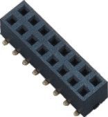 Dual Row 180 ° SMT Female Header Connector PA9T Kembali 2 * 8 Pins 2.54 Pitch