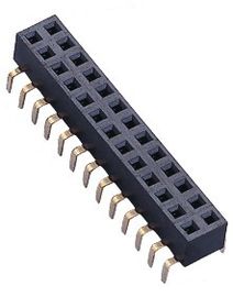 2.54 Pitch Centipede Feet Top Masukkan Header Pin Wanita Baris Ganda 20mΩ Max