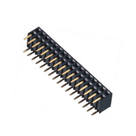 Sudut kanan 2.54 mm Header perempuan konektor PA9T emas hitam kilat ROHS