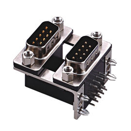 D tipe dua bagian dengan garpu Sudut Kanan Dual Row D Sub Konektor PBT hitam 15 Pin wcon ROHS