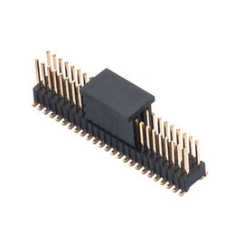 Dual Row Pin Header 1.27 * 2.54 Sudut Kanan Dual Row 90 ° DIP 50 Pin Header PA9T ROHS hitam